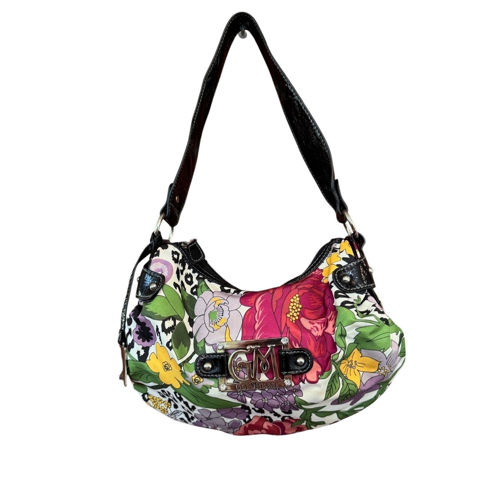 Gia Milani Floral Leopard Print Shoulder Bag Y2K McBling  Satchel Multi Color